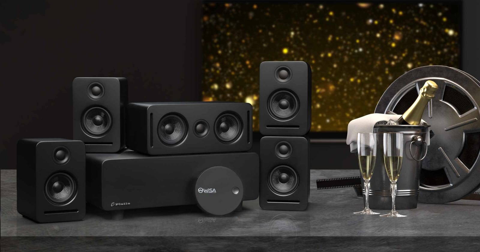 その他 MANIMANA CRYSTAL SOUND Sen & 5 Masters 7.1 Wireless Surround Bundle: Affordable Home Theater Setup