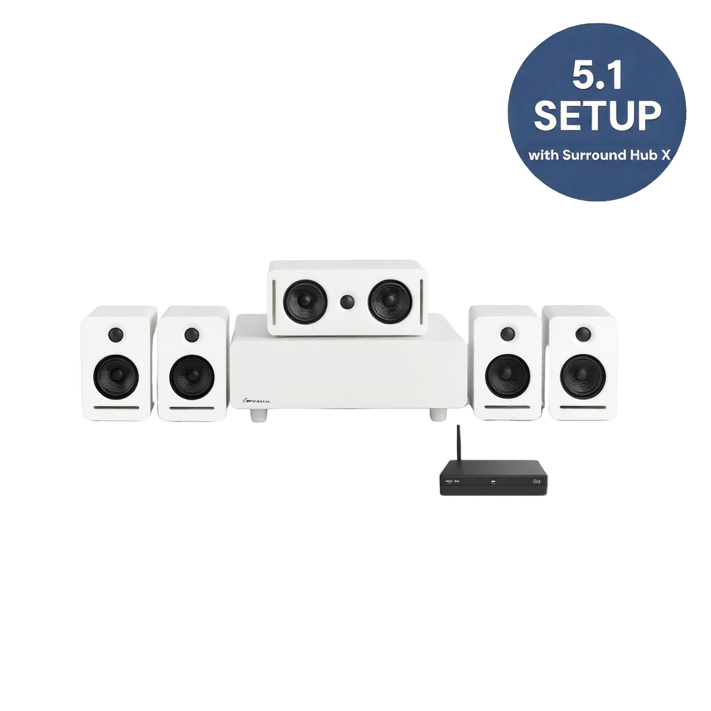 Home theater speaker system with 5.1 setup
