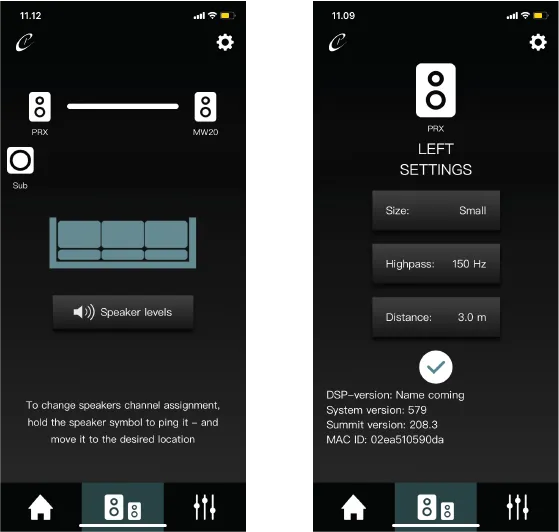 WiSA HT Stereo Hub Speaker Setting